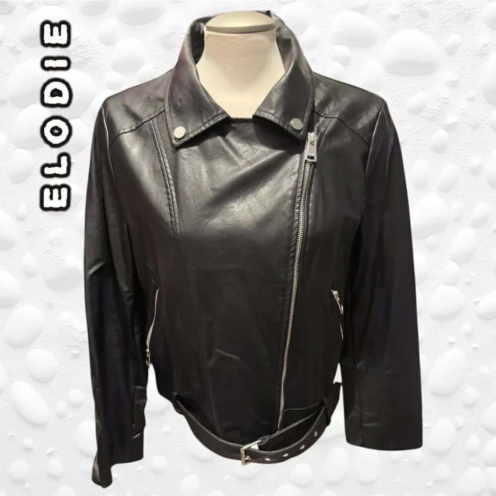 Edgy Black Faux Leather Moto Jacket - Butter Soft Size L - Picture 1 of 13
